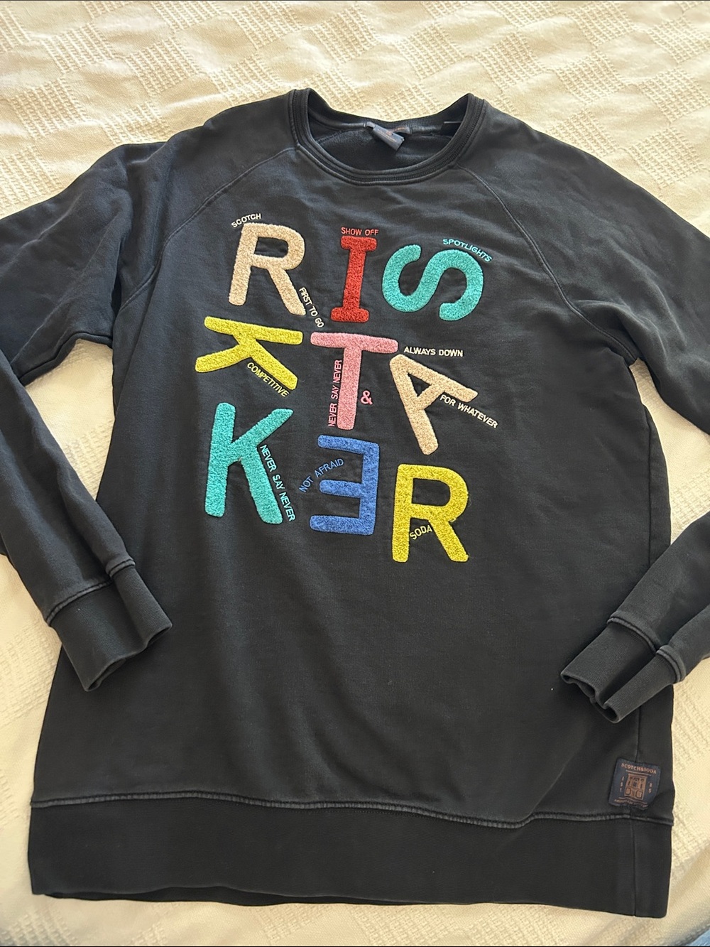 Scotch & Soda sweatshirt chenille embroidered RISKTAKER Large